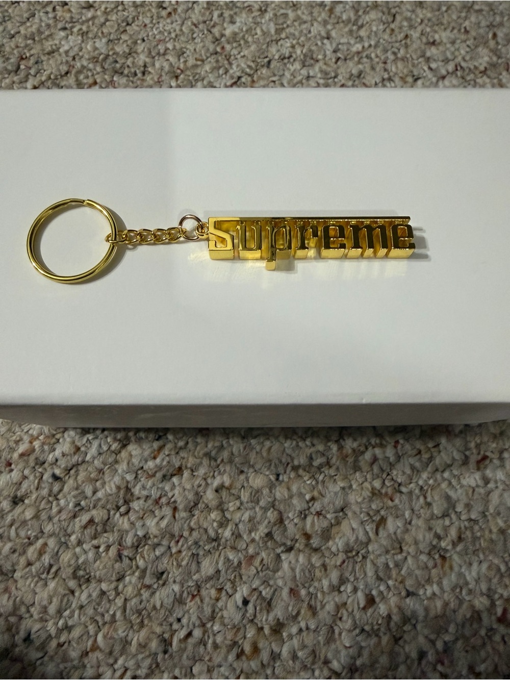 Supreme Gold Tone Logo Key & Card Holder Charm